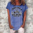 Motorcycle I Ride Like A Girl Try To 495 Shirt Women's Loosen Crew Neck Short Sleeve T-Shirt Blue