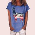 Papa Llama 4Th Of July American Flag Patriotic Dad Father Women's Loosen Crew Neck Short Sleeve T-Shirt Blue