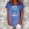 Video Game Birthday Party Papa Of The Birthday Boy Matching Women's Loosen Crew Neck Short Sleeve T-Shirt Blue