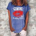 Womens Gemini Birthday Queen Women's Loosen Crew Neck Short Sleeve T-Shirt Blue