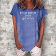 Womens Pitter Patter Lets Get At Er Women's Loosen Crew Neck Short Sleeve T-Shirt Blue
