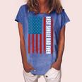 Womens Us Flag Best Single Dad Ever 4Th Of July American Patriotic Women's Loosen Crew Neck Short Sleeve T-Shirt Blue