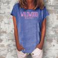 Womens Wildwood New Jersey Nj Vintage Text Pink Print Women's Loosen Crew Neck Short Sleeve T-Shirt Blue
