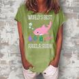 Abuela Grandma Gift Worlds Best Abuela Shark Women's Loosen Crew Neck Short Sleeve T-Shirt Green