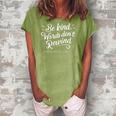 Be Kind Words Dont Rewind Orange Kindness Women's Loosen Crew Neck Short Sleeve T-Shirt Green