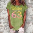 Blessed Birthday By God For 63 Years Old Happy To Me You Mom Women's Loosen Crew Neck Short Sleeve T-Shirt Green