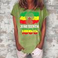 Celebrate Juneteenth Messy Bun Black Women 1865 Women's Loosen Crew Neck Short Sleeve T-Shirt Green