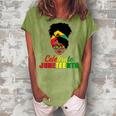 Celebrate Juneteenth Messy Bun Black Women Melanin Pride Women's Loosen Crew Neck Short Sleeve T-Shirt Green