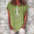 Christian Cross Roots Faith Women's Loosen Crew Neck Short Sleeve T-Shirt Green