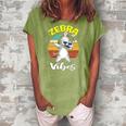 Dabbing Zebra Vibes Zoo Animal Gifts For Men Women Kids Women's Loosen Crew Neck Short Sleeve T-Shirt Green