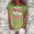 Daughter Fishing Dad Daughter Matching Fishing Women's Loosen Crew Neck Short Sleeve T-Shirt Green