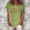 Fall In Love With Jesus Religious Prayer Believer Bible Gift Women's Loosen Crew Neck Short Sleeve T-Shirt Green