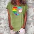 Free Dad Hugs Lgbt Pride Supporter Rainbow Heart For Father Women's Loosen Crew Neck Short Sleeve T-Shirt Green