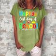 Funny Happy Last Day Of School Hello Summer Multicolored Women's Loosen Crew Neck Short Sleeve T-Shirt Green