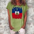 Haiti Flag Vintage Men Women Kids Haiti Women's Loosen Crew Neck Short Sleeve T-Shirt Green
