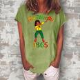 Juneteenth 1865 Dab Black Woman Brown Skin Afro American Women's Loosen Crew Neck Short Sleeve T-Shirt Green