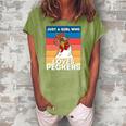 Just A Girl That Loves Peckers Funny Chicken Woman Tee Women's Loosen Crew Neck Short Sleeve T-Shirt Green