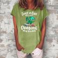 Just A Girl Who Loves Dragons And Books Reading Dragon Women's Loosen Crew Neck Short Sleeve T-Shirt Green
