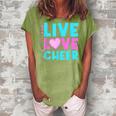 Live Love Cheer Funny Cheerleading Lover Quote Cheerleader V2 Women's Loosen Crew Neck Short Sleeve T-Shirt Green