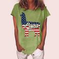 Papa Llama 4Th Of July American Flag Patriotic Dad Father Women's Loosen Crew Neck Short Sleeve T-Shirt Green