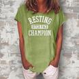 Resting Bitch Face Champion Womans Girl Funny Girly Humor Women's Loosen Crew Neck Short Sleeve T-Shirt Green