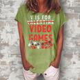 V Is For Video Games Funny Valentines Day Gamer Boy 583 Trending Shirt Women's Loosen Crew Neck Short Sleeve T-Shirt Green