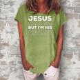Womens Jesus Loves You But Im His Favorite Funny Christian V Neck Women's Loosen Crew Neck Short Sleeve T-Shirt Green