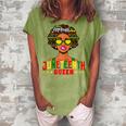 Womens Juneteenth Women Natural Afro Queen Women's Loosen Crew Neck Short Sleeve T-Shirt Green