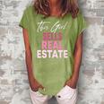 Womens This Girl Sells Real Estate Realtor Real Estate Agent Broker Women's Loosen Crew Neck Short Sleeve T-Shirt Green