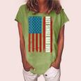 Womens Us Flag Best Single Dad Ever 4Th Of July American Patriotic Women's Loosen Crew Neck Short Sleeve T-Shirt Green