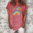 Auntie Of The Birthday Girl Rainbow Theme Matching Family Women's Loosen Crew Neck Short Sleeve T-Shirt Watermelon