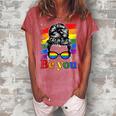 Be You Pride Lgbtq Gay Lgbt Ally Rainbow Flag Woman Face Women's Loosen Crew Neck Short Sleeve T-Shirt Watermelon