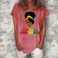 Celebrate Juneteenth Messy Bun Black Women Melanin Pride Women's Loosen Crew Neck Short Sleeve T-Shirt Watermelon