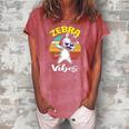 Dabbing Zebra Vibes Zoo Animal Gifts For Men Women Kids Women's Loosen Crew Neck Short Sleeve T-Shirt Watermelon