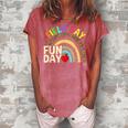Field Day Fun Day Last Day Of School Teacher Rainbow Women's Loosen Crew Neck Short Sleeve T-Shirt Watermelon