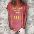 Just A Girl Who Loves Bees Beekeeping Funny Bee Women Girls Women's Loosen Crew Neck Short Sleeve T-Shirt Watermelon