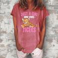 Just A Girl Who Loves Tigers Cute Kawaii Tiger Animal Women's Loosen Crew Neck Short Sleeve T-Shirt Watermelon