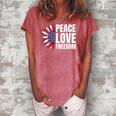Peace Love Freedom America Usa Flag Sunflower Women's Loosen Crew Neck Short Sleeve T-Shirt Watermelon