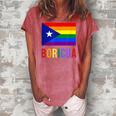 Puerto Rico Boricua Gay Pride Lgbt Rainbow Wepa Women's Loosen Crew Neck Short Sleeve T-Shirt Watermelon