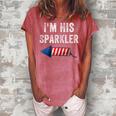 Womens Im His Sparkler His And Her 4Th Of July Matching Couples Women's Loosen Crew Neck Short Sleeve T-Shirt Watermelon