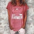 Womens My Heart Belongs To A Farmer Romantic Farm Wife Girlfriend Women's Loosen Crew Neck Short Sleeve T-Shirt Watermelon