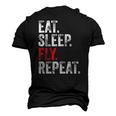 Eat Sleep Fly Repeat Aviation Pilot Vintage Distressed Men's 3D T-Shirt Back Print Black