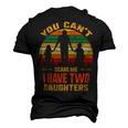 Father Grandpa You Cant Scare Me I Have Two Daughters Vintage Sunset 22 Family Dad Men's 3D Print Graphic Crewneck Short Sleeve T-shirt Black