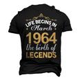 March 1964 Birthday Life Begins In March 1964 V2 Men's 3D T-shirt Back Print Black