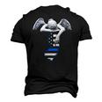 New Jersey Thin Blue Line Flag And Angel For Law Enforcement Men's 3D T-Shirt Back Print Black