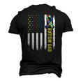 Retro American Flag Autism Dad Awareness Autistic Men's 3D T-Shirt Back Print Black
