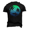 Retro Water Sport Surfboard Palm Tree Sea Tropical Surfing Men's 3D T-Shirt Back Print Black