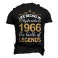 September 1966 Birthday Life Begins In September 1966 V2 Men's 3D T-shirt Back Print Black