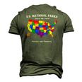 All 63 Us National Parks For Campers Hikers Walkers Men's 3D T-Shirt Back Print Army Green