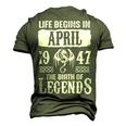 April 1947 Birthday Life Begins In April 1947 Men's 3D T-shirt Back Print Army Green